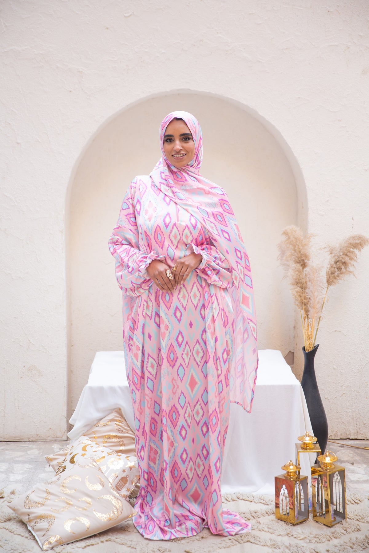 Farah Praying Isdal in from Sotra Hijab – one-piece prayer outfit, soft satin, comfortable and graceful