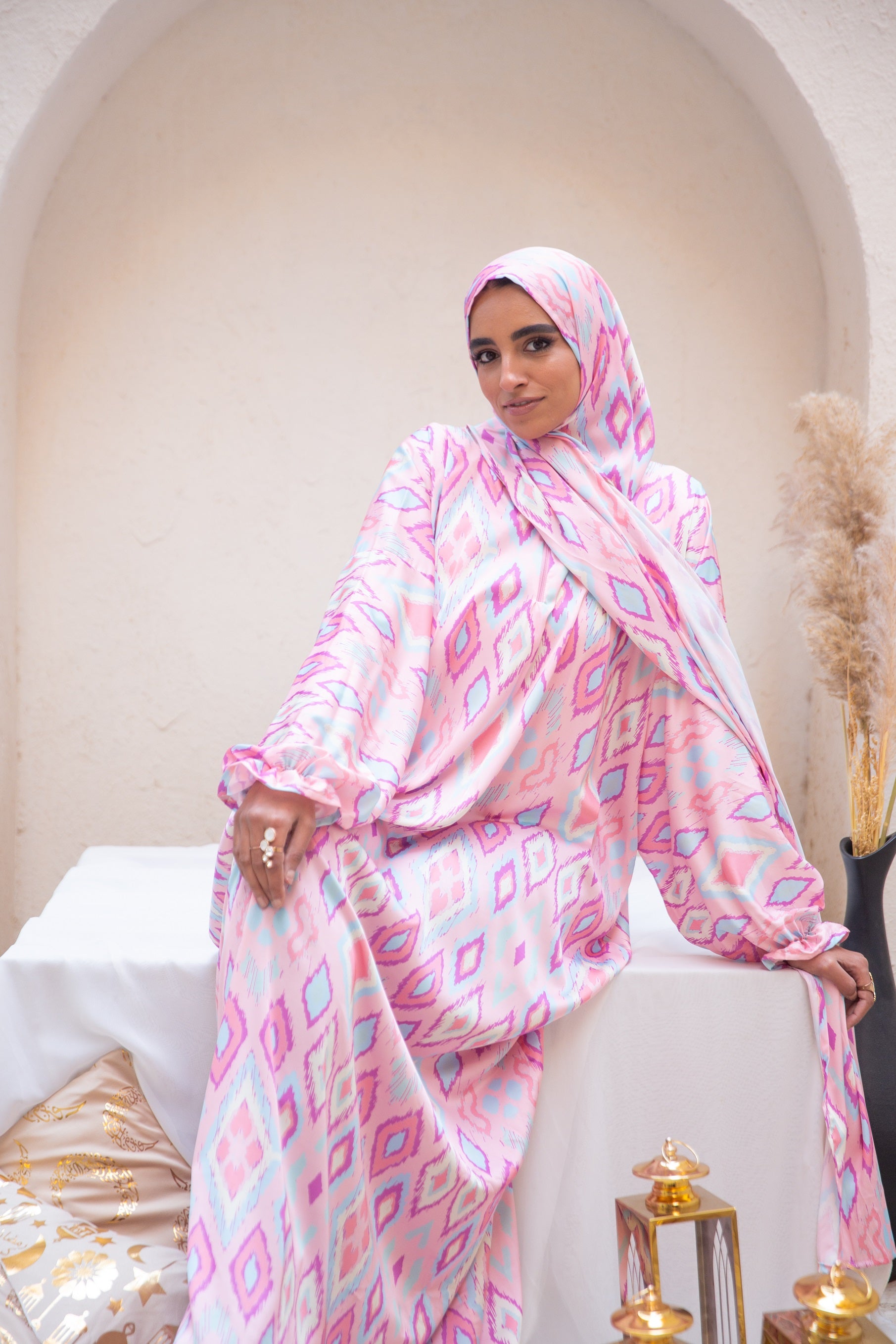 Farah Praying Isdal in from Sotra Hijab – one-piece prayer outfit, soft satin