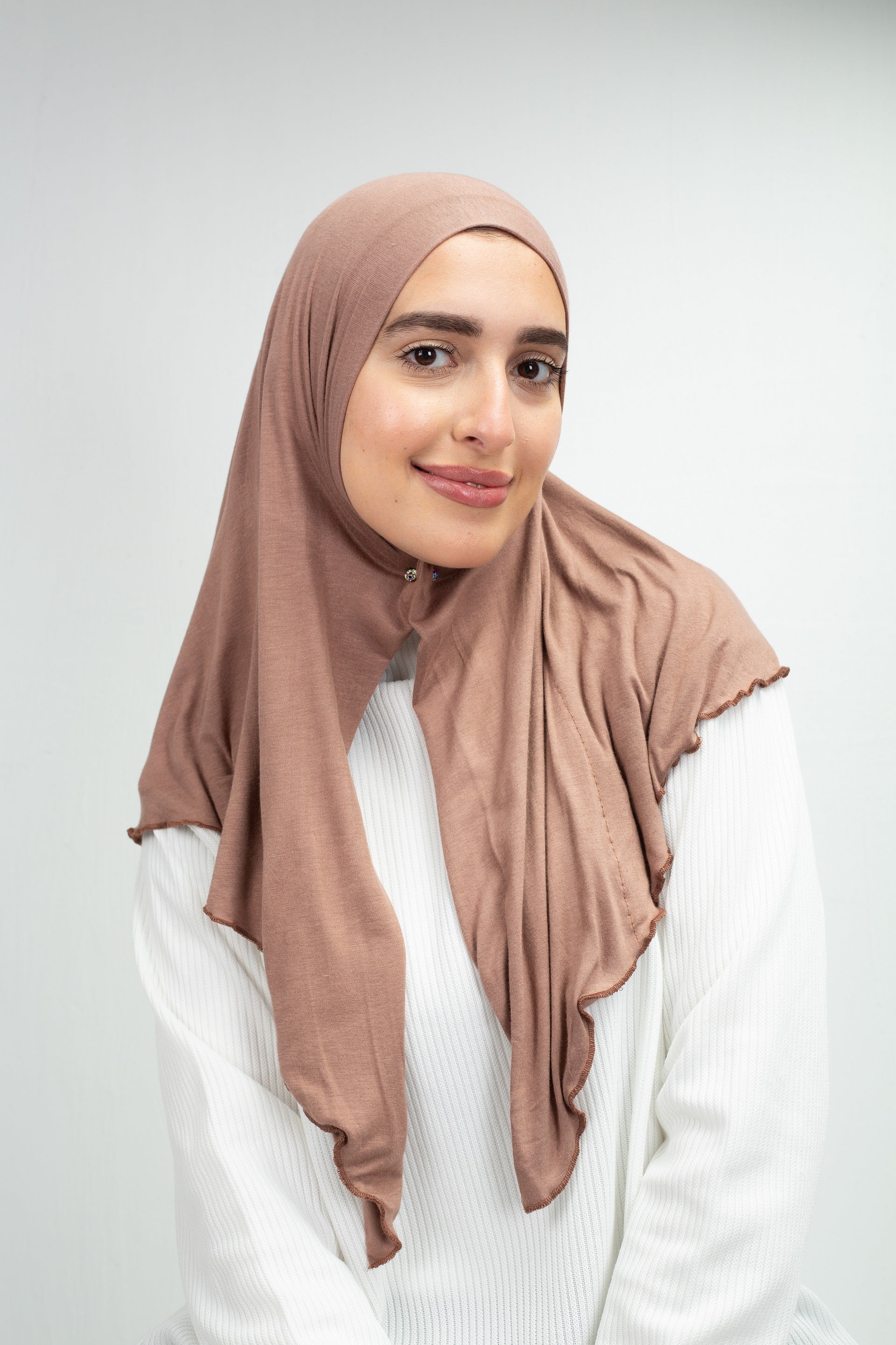 Cotton Lycra Mini Scarf in Ash Brown from Sotra Hijab