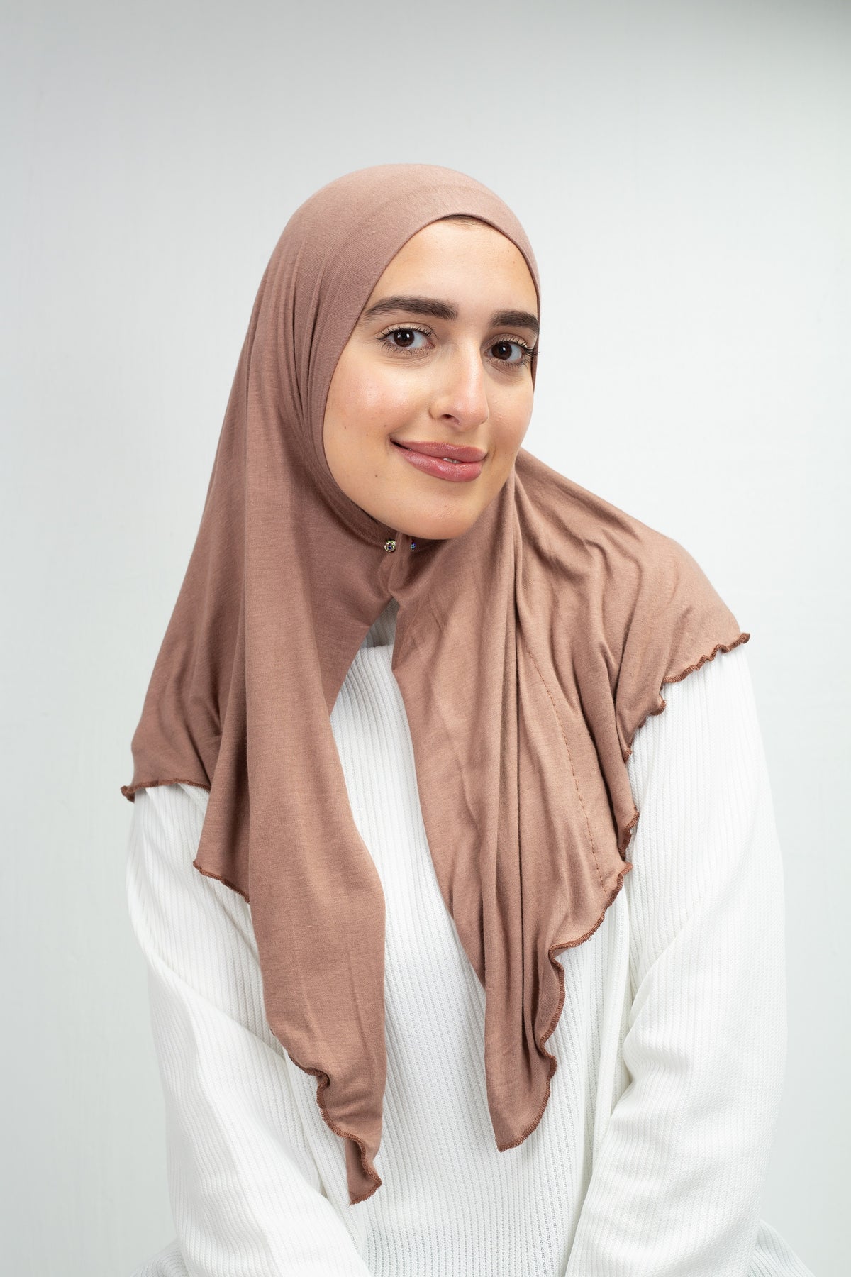 Cotton Lycra Mini Scarf in Ash Brown from Sotra Hijab