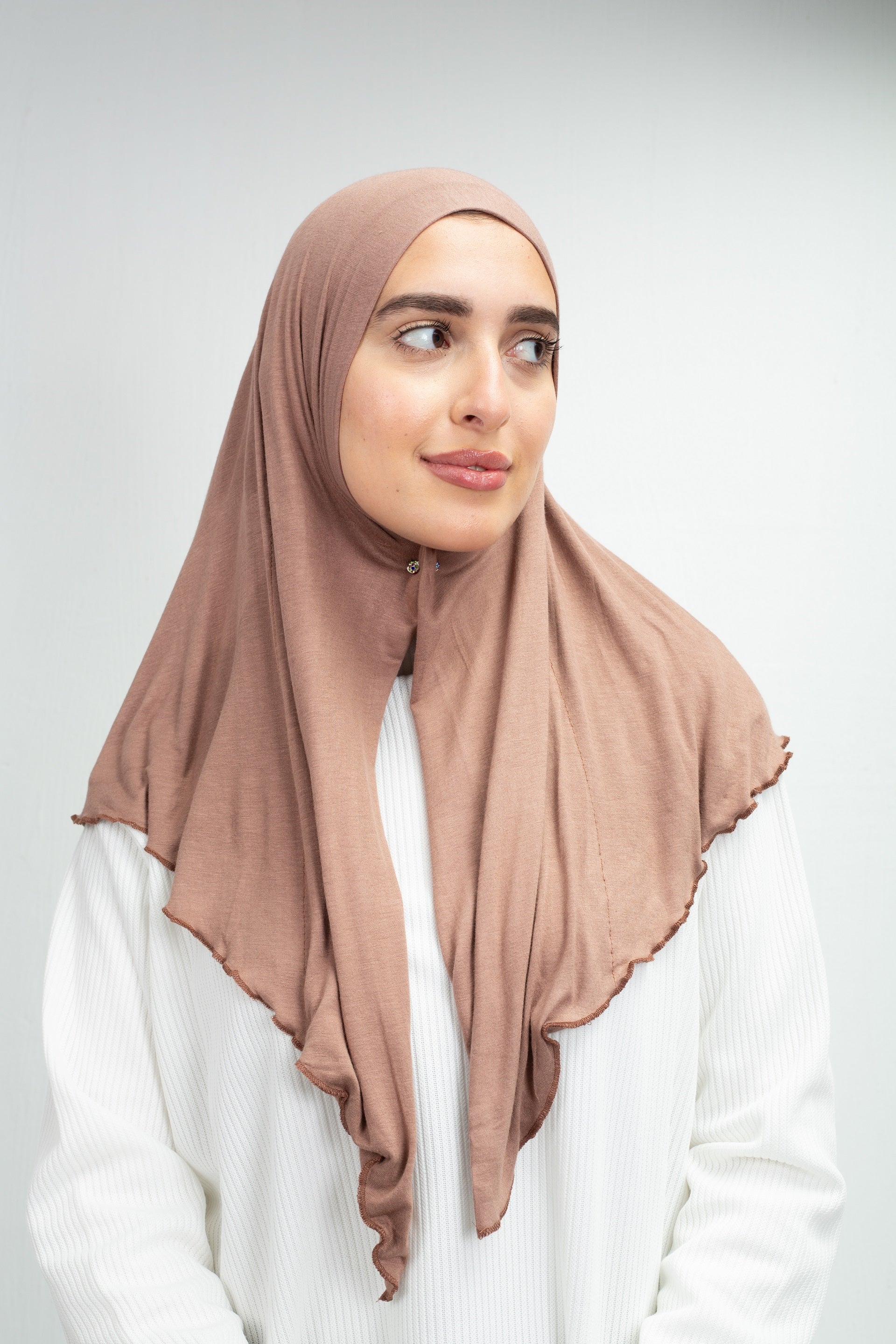 Cotton Lycra Mini Scarf in Ash Brown from Sotra 