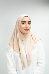 Cotton Lycra Mini Scarf in Beige from Sotra Hijab