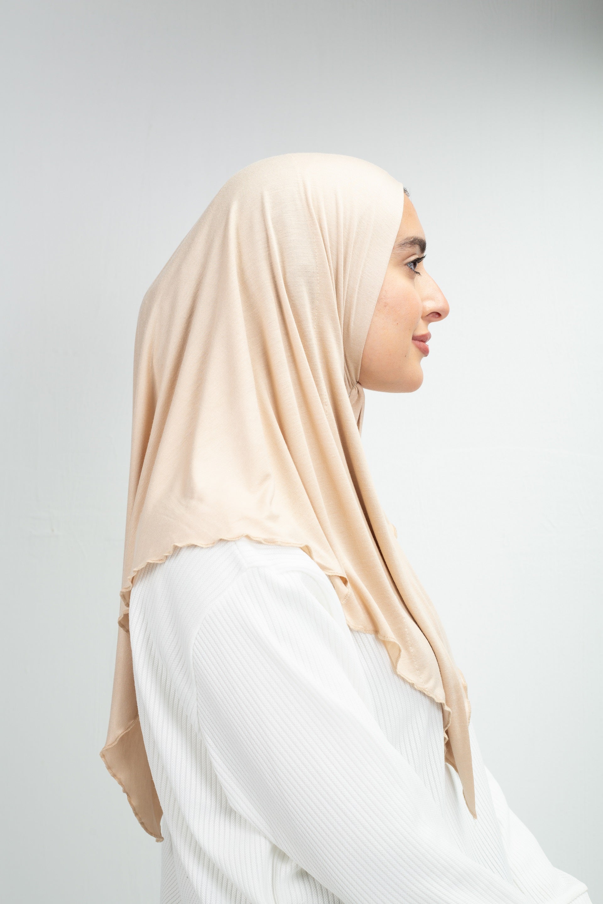 Cotton Lycra Mini Scarf in Beige from Sotra 