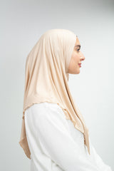 Cotton Lycra Mini Scarf in Beige from Sotra 