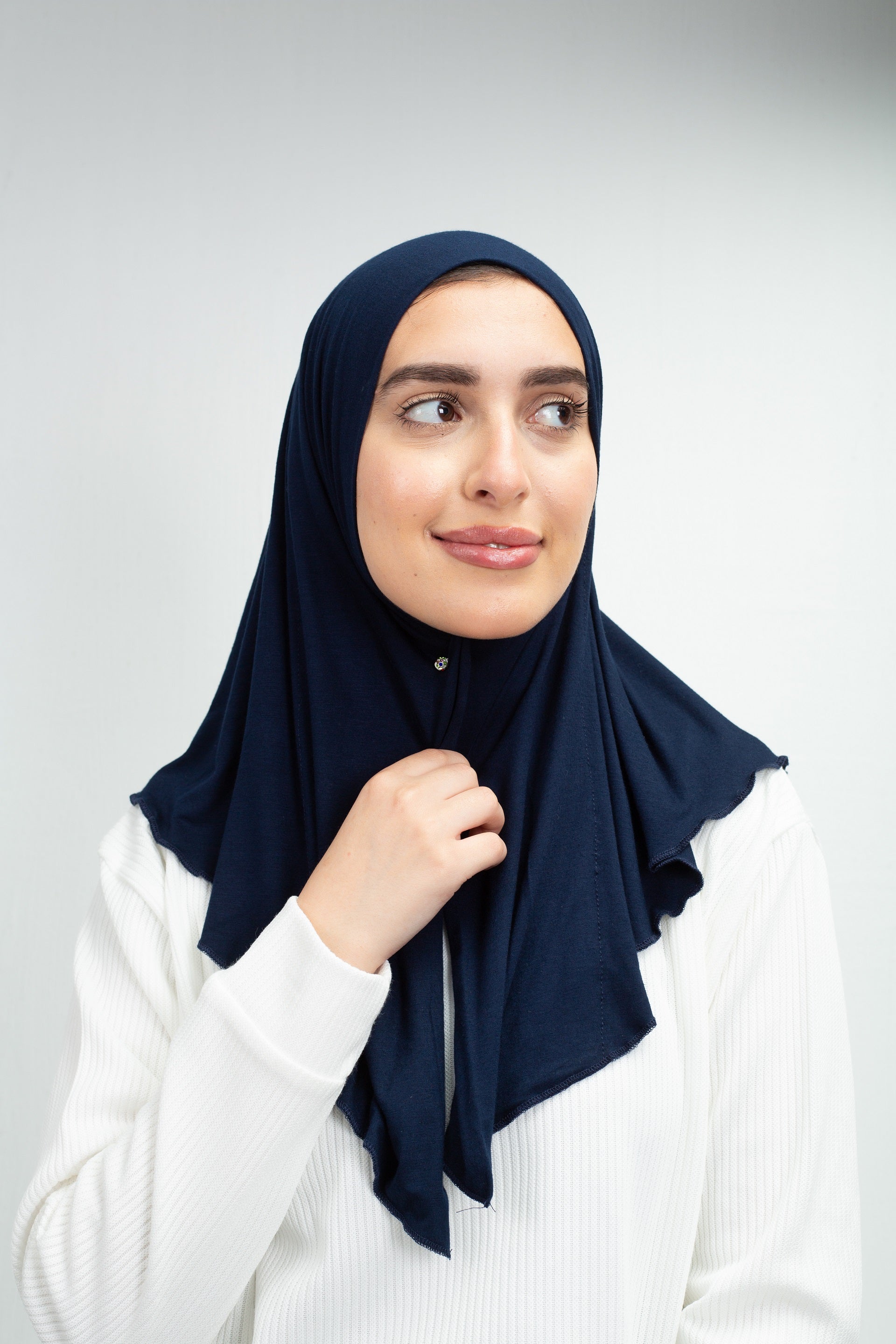 Cotton Lycra Mini Scarf in Navy from Sotra 