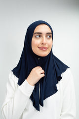 Cotton Lycra Mini Scarf in Navy from Sotra 