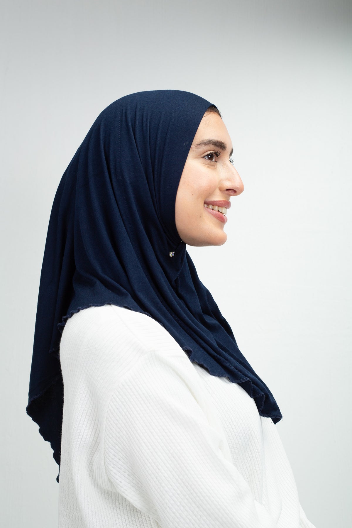 Cotton Lycra Mini Scarf in Navy from Sotra Hijab