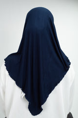 Cotton Lycra Mini Scarf in Navy
