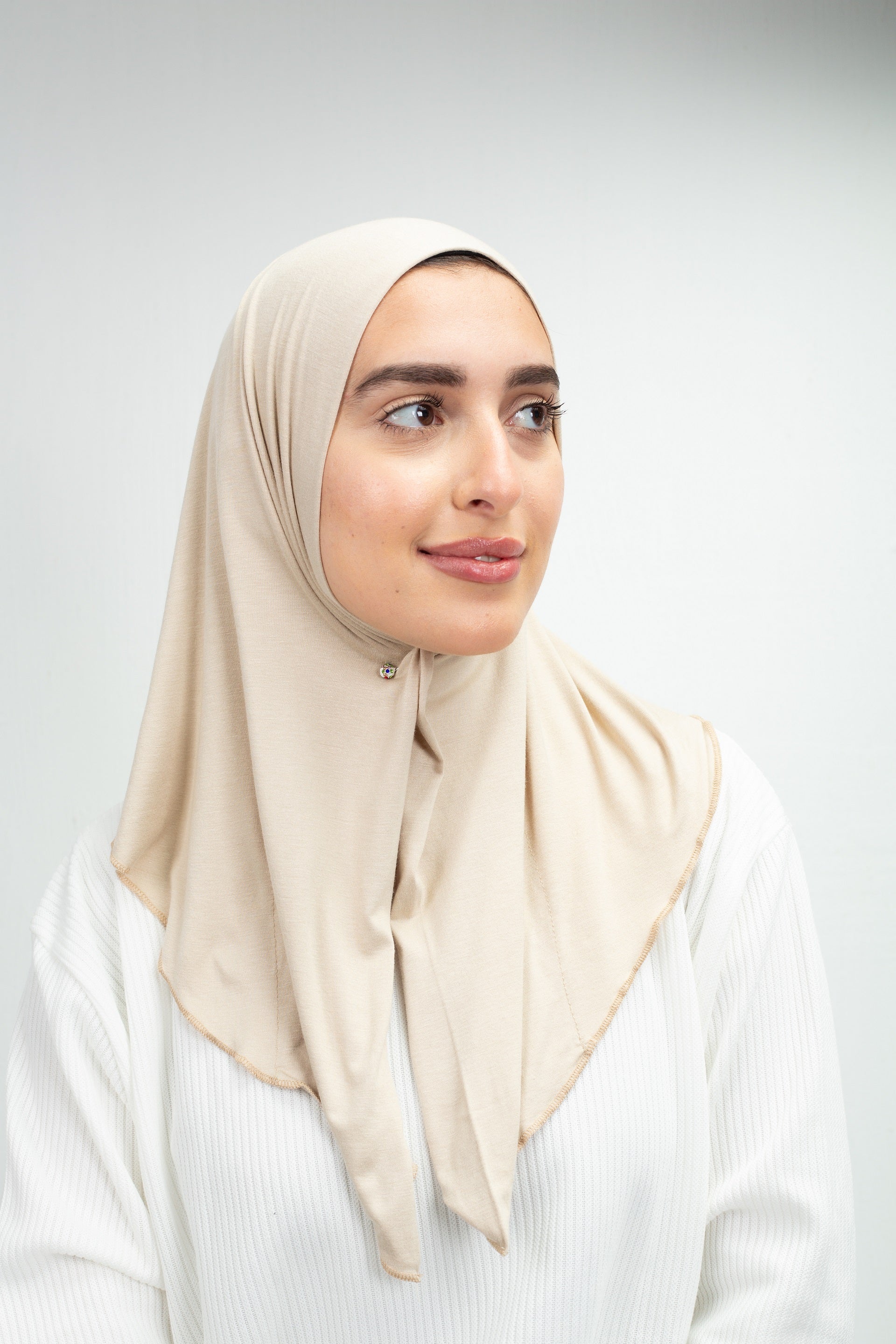 Cotton Lycra Mini Scarf in Pastel Cream from Sotra Hijab