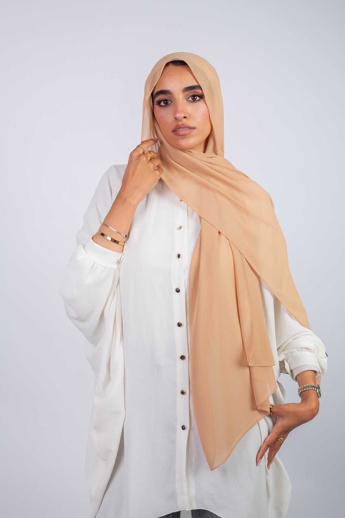 Chiffon Scarf_ Sand Beige