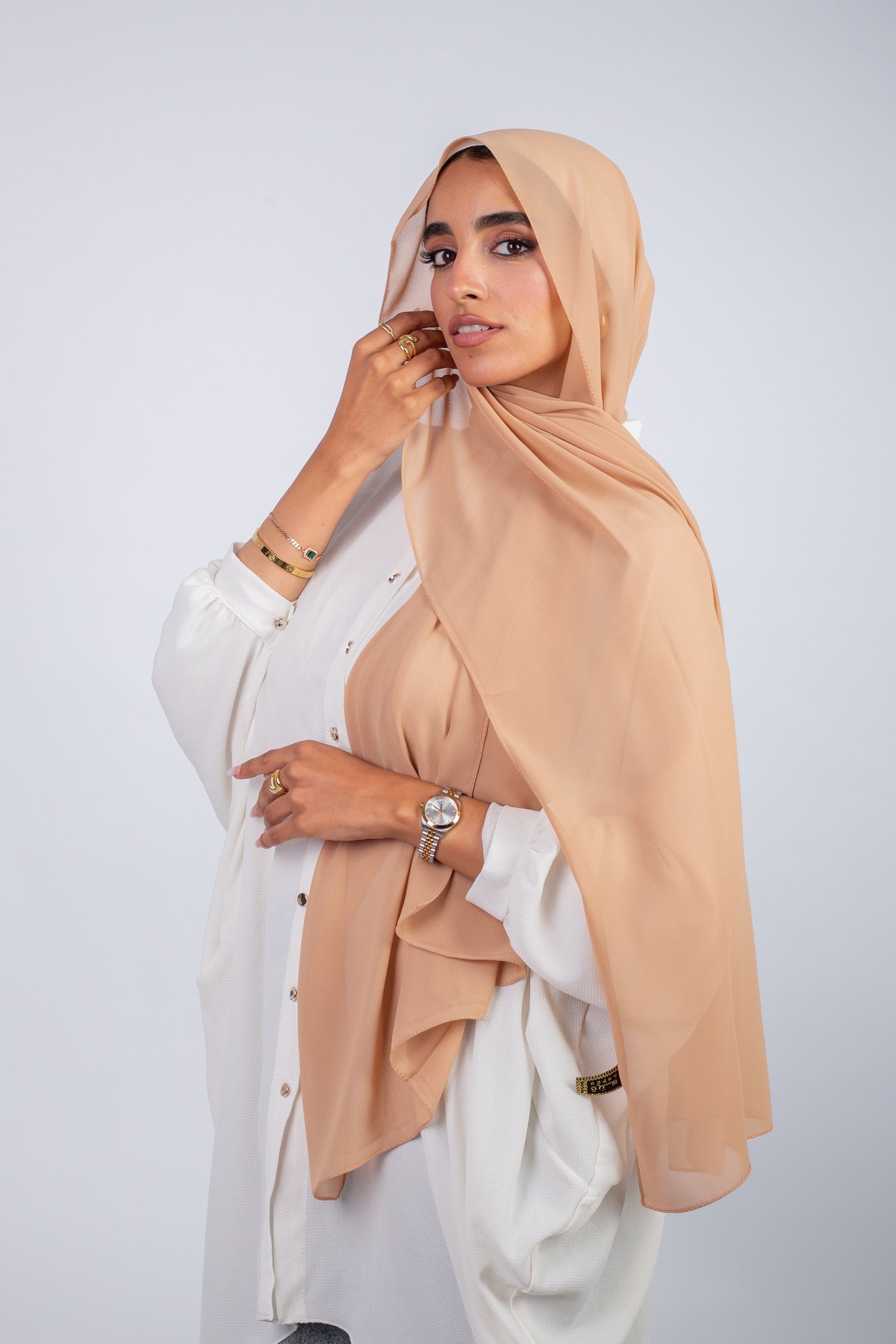 Chiffon Scarf_ Sand Beige