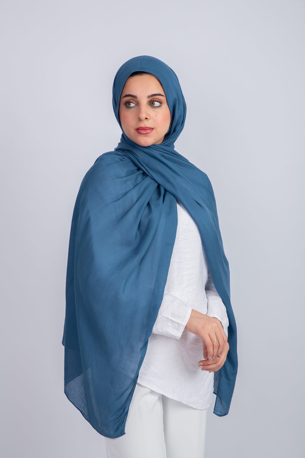 Plain Modal Scarf _ Steel Blue