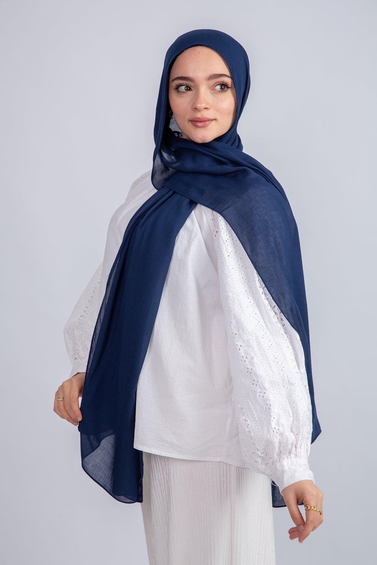 Plain Modal Scarf _Navy