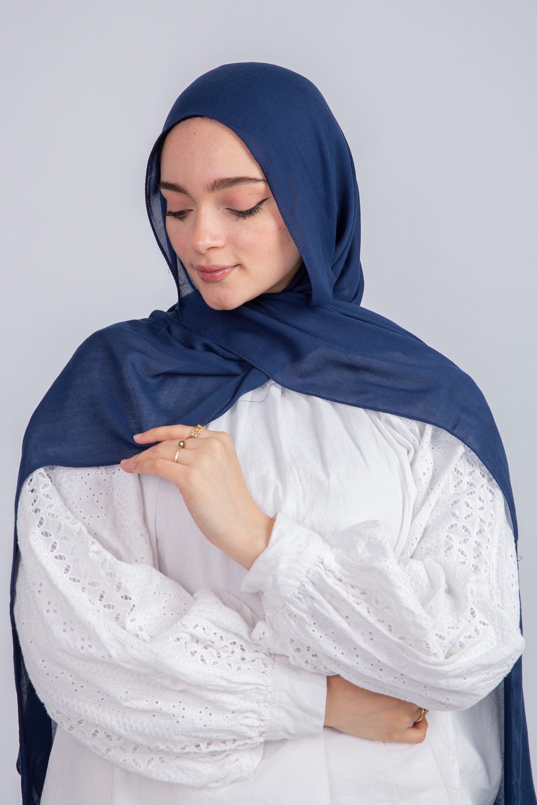 Plain Modal Scarf _Navy