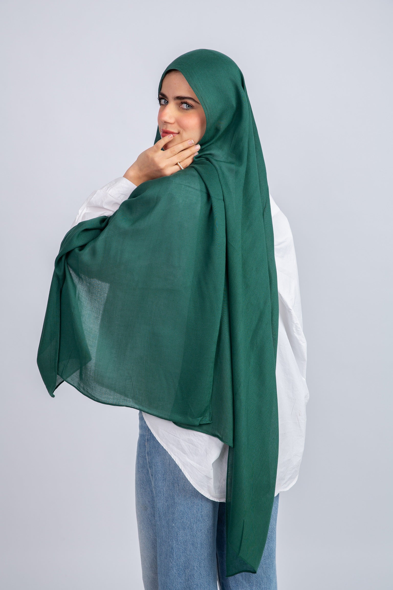 Plain Modal Scarf_Emerald Green