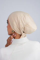 No Thread Bonnet with Ribbon in Beige  from Sotra Hijab – seamless