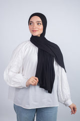 Lycra Cotton Scarf_ Black