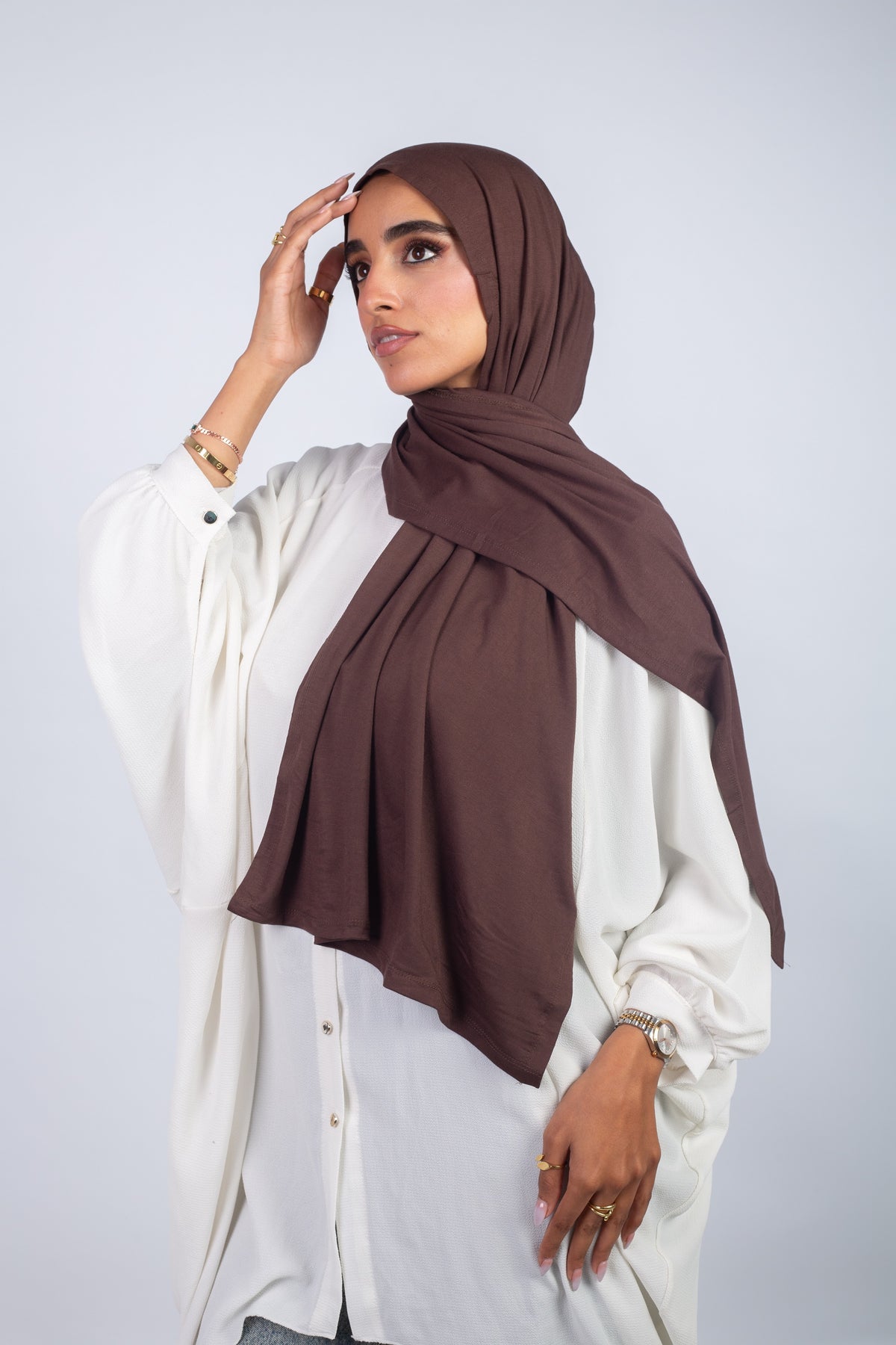 Lycra Cotton Scarf_ Dark Brown