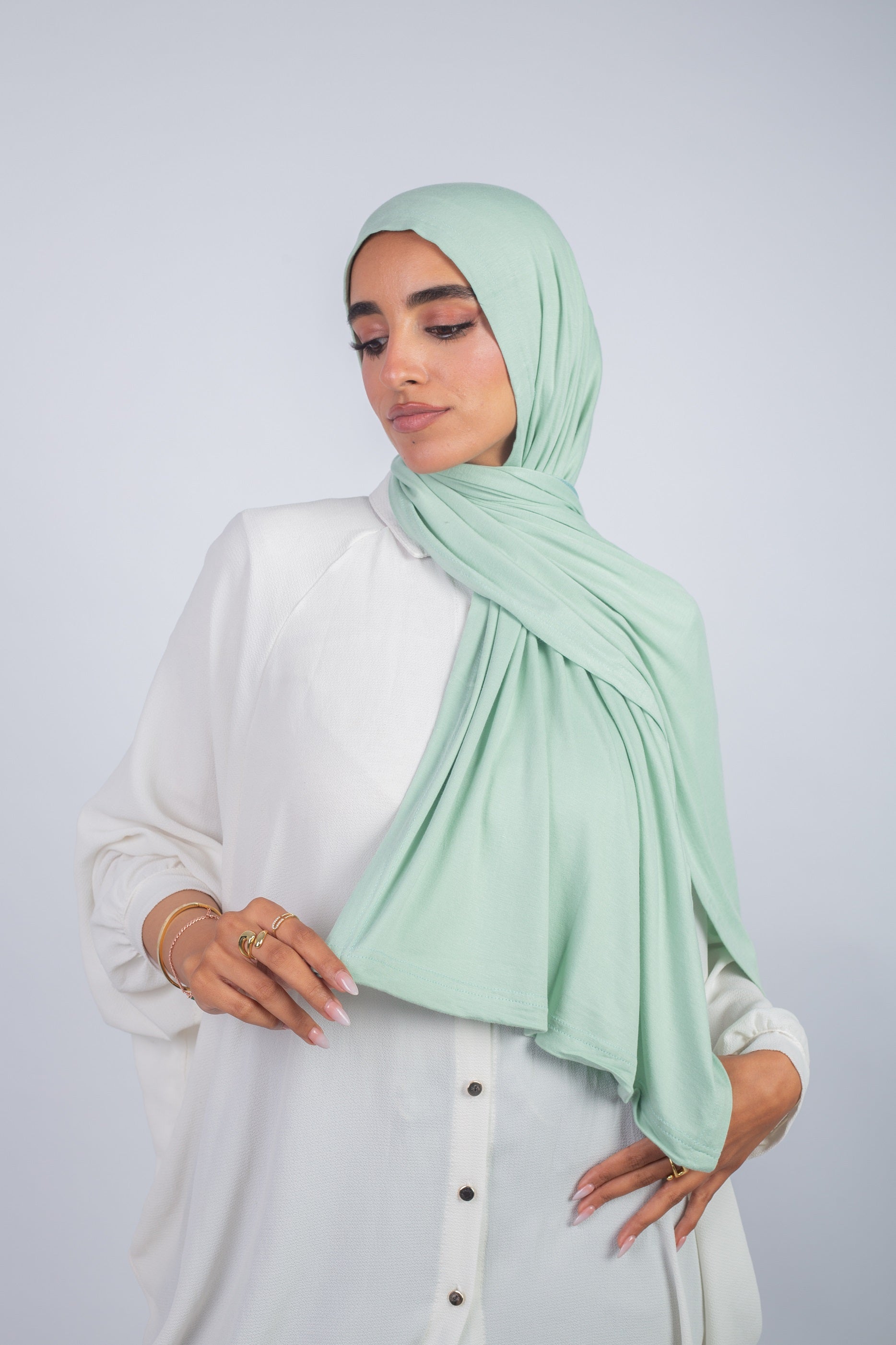 Lycra Cotton Scarf_ Mint Green