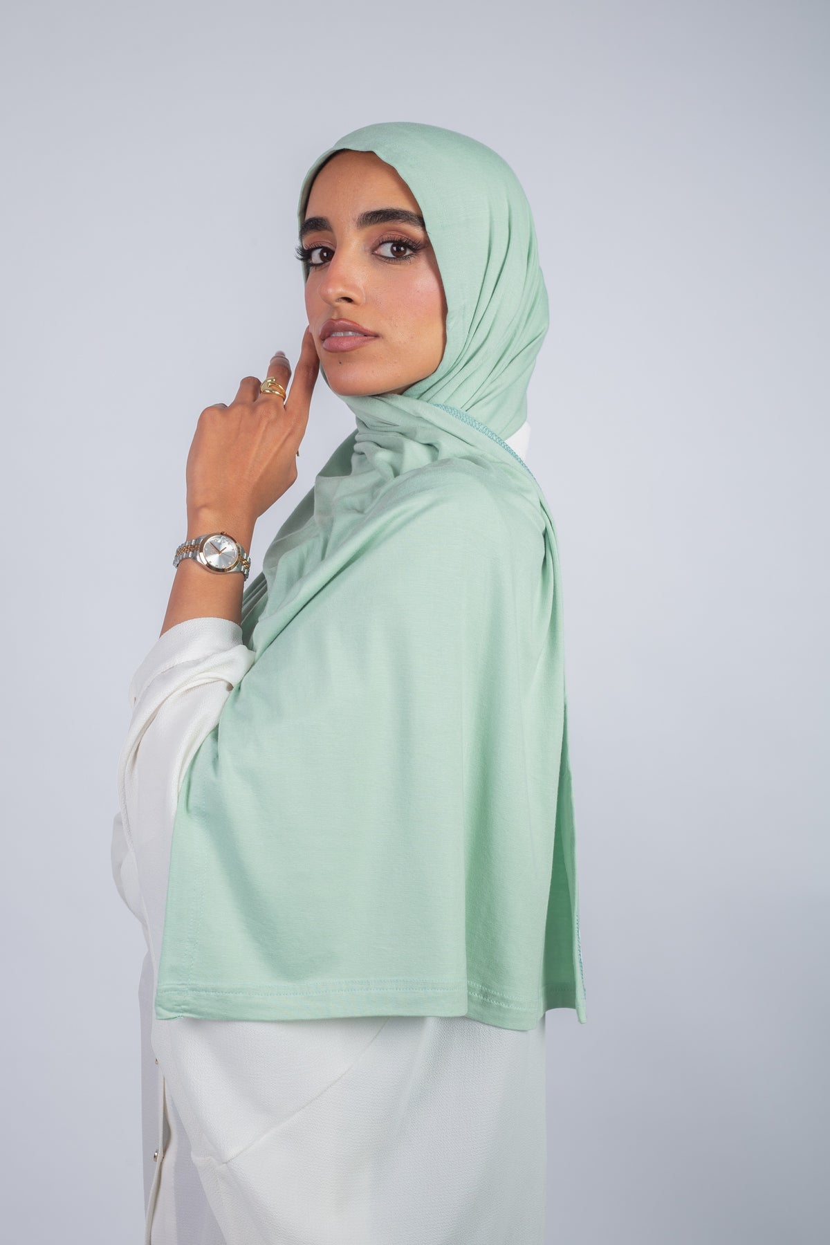 Lycra Cotton Scarf_ Mint Green