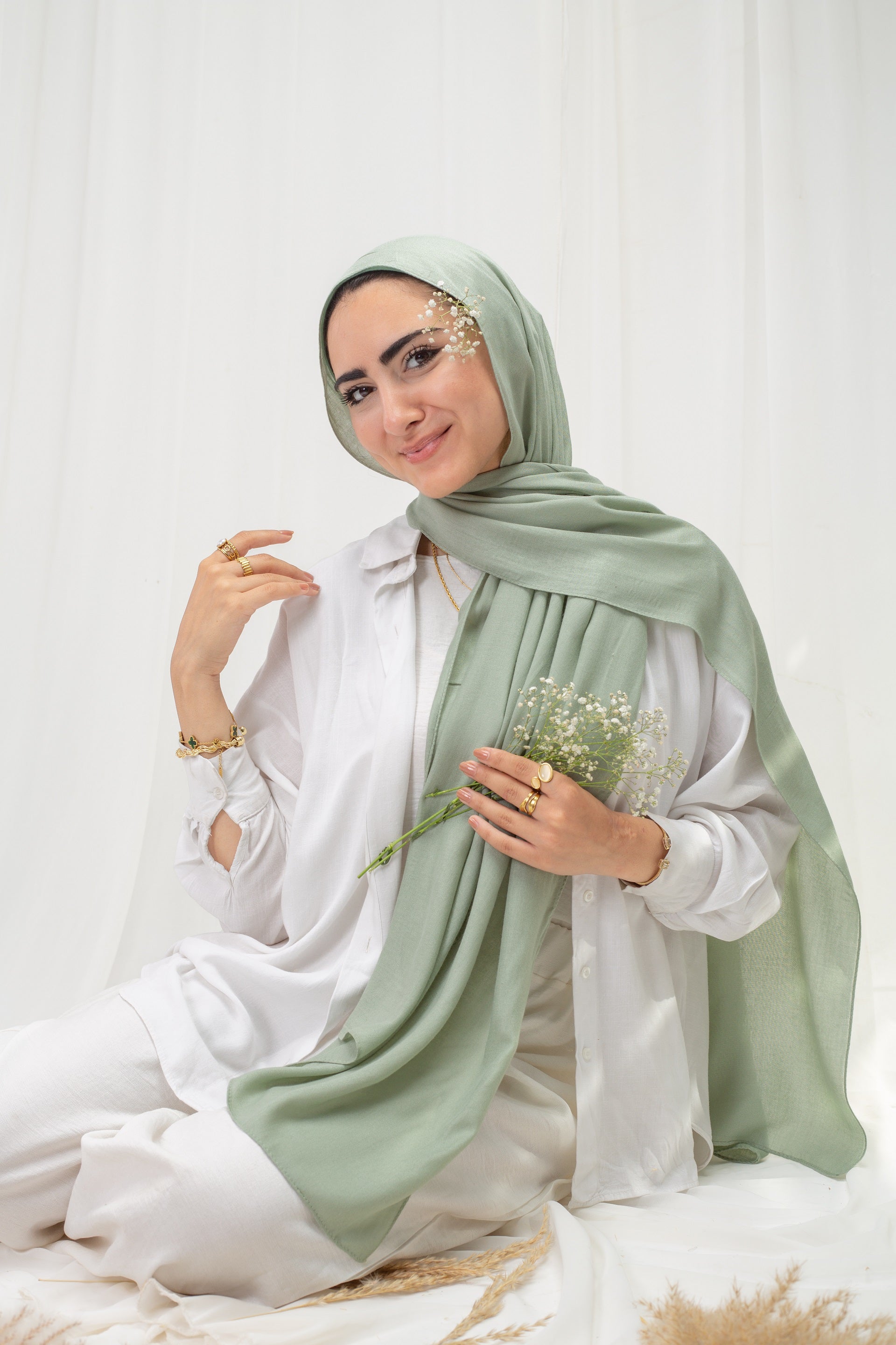 Plain Modal Scarf _ Basil